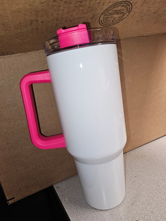 40oz Tumbler Pink Handle