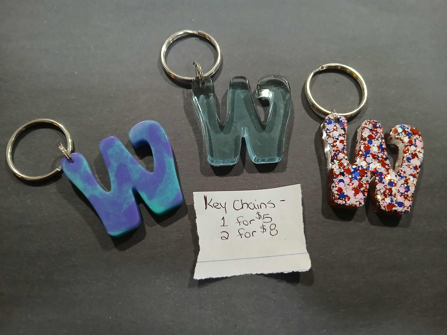 Premade Resin Alphabet Keychains