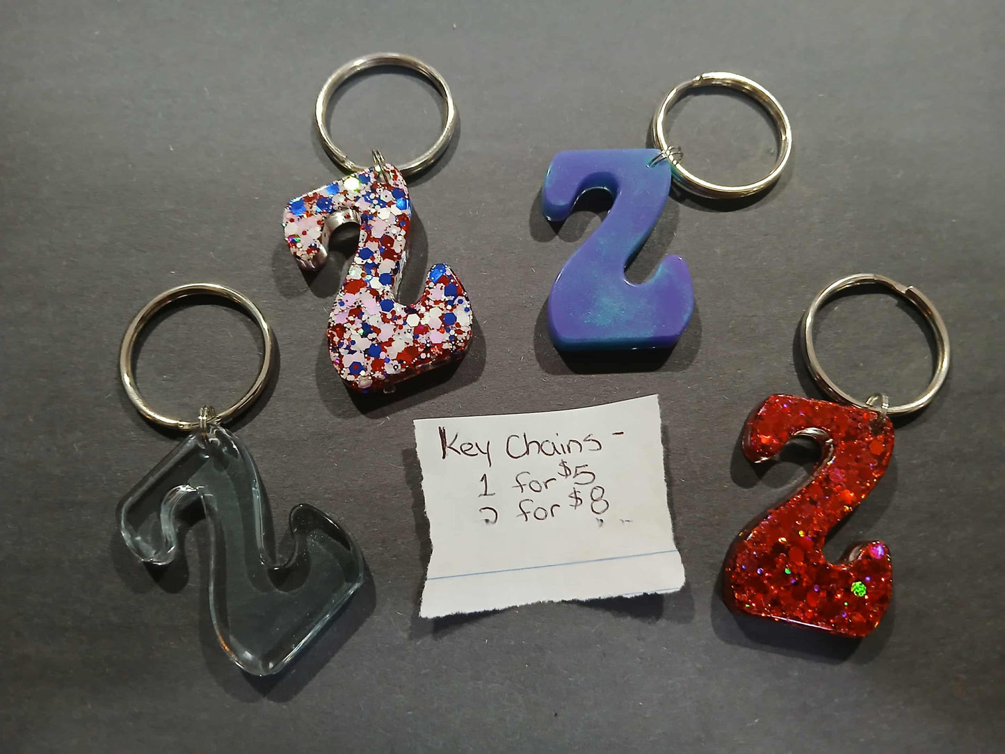 Premade Resin Alphabet Keychains