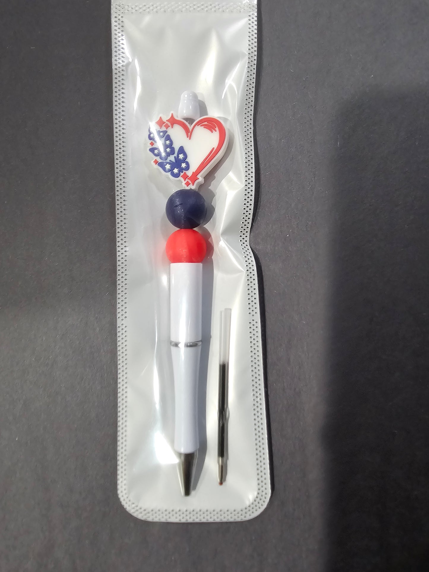 Red/White/Blue Heart/Butterfly Pen
