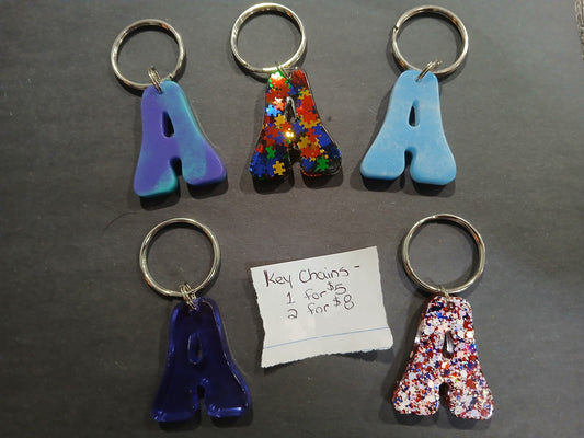 Premade Resin Alphabet Keychains
